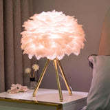 Cordless Dimmable Feather Table Lamp – Elegant LED Accent Light